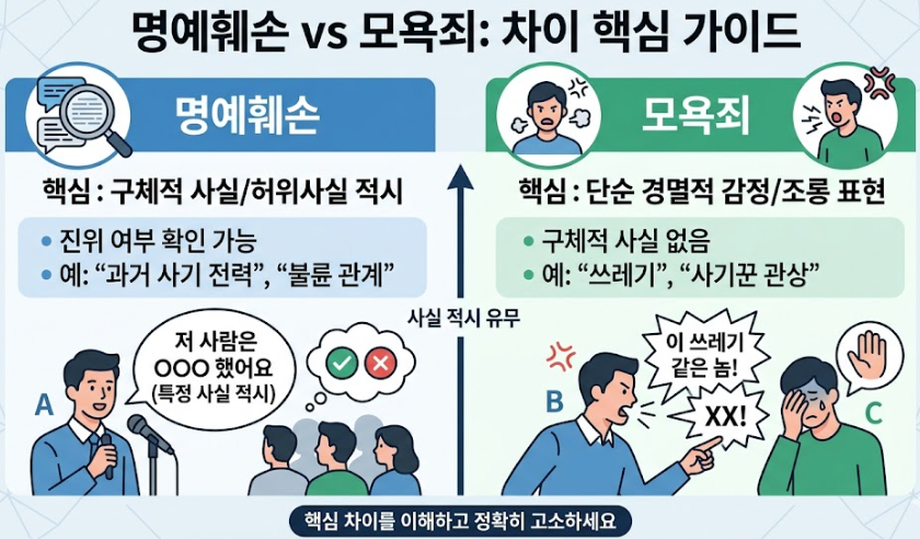 명예회손 모욕죄 차이