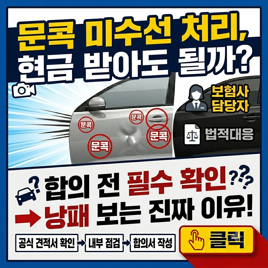 문콕 미수선 처리 현금으로 받아도 될까?